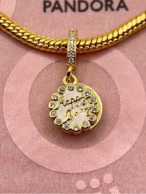Pandora Gold-Plated Happy Birthday Cake Dangle Charm 763787C01